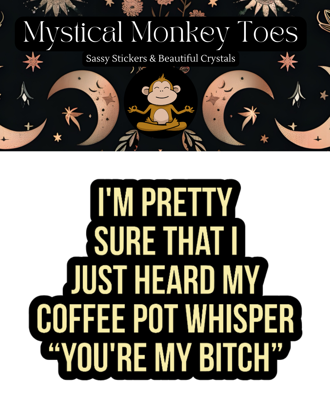 Funny Coffee Pot Whisper Vinyl Sticker