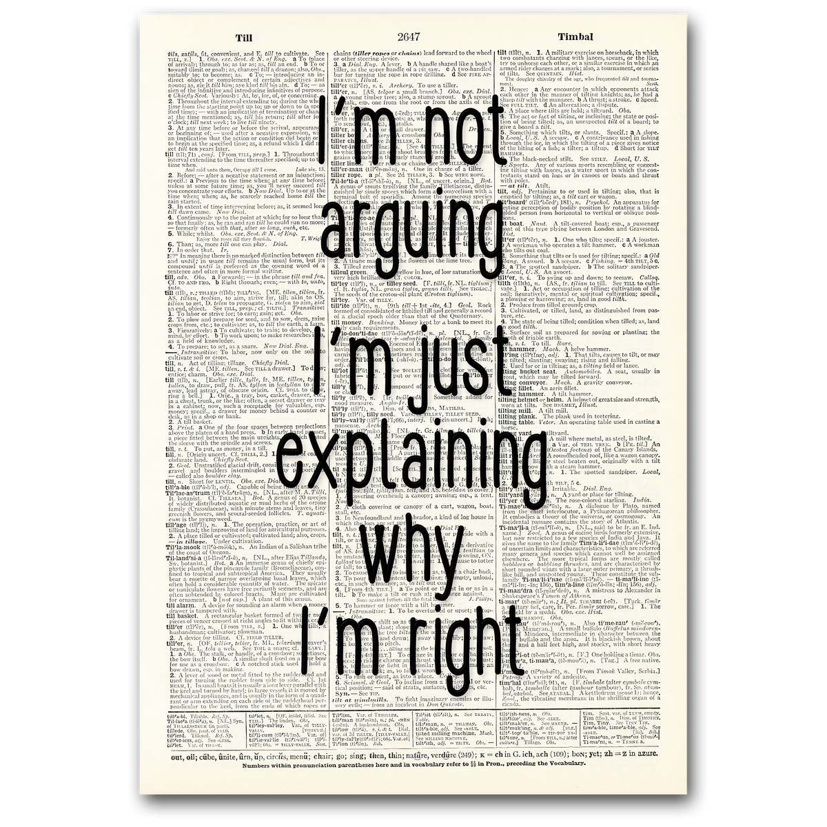 Art | Dictionary Page | Vintage | I'm not arguing