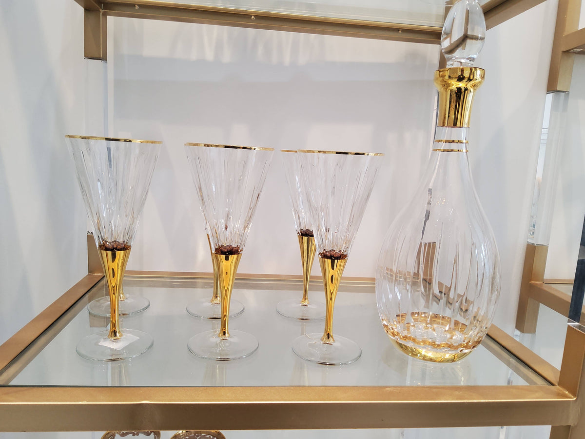 Gold Stemmed Wine Glass