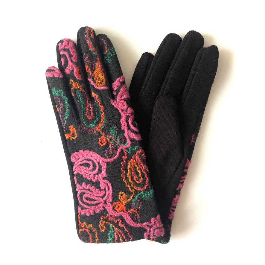 Colorful Paisley Knit Gloves