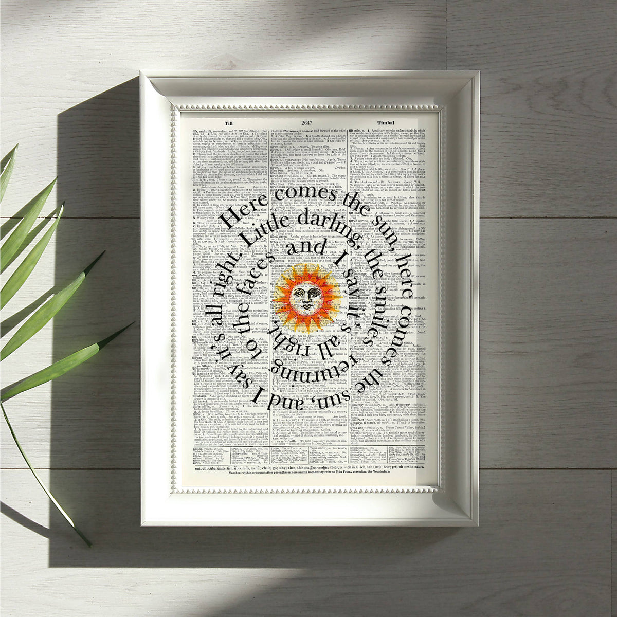 Vintage Art Dictionary Page - Here comes the sun