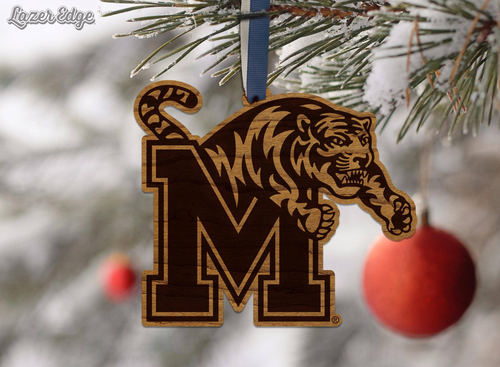 University of Memphis Block M Ornament – Maple Wood – Memphis Tigers