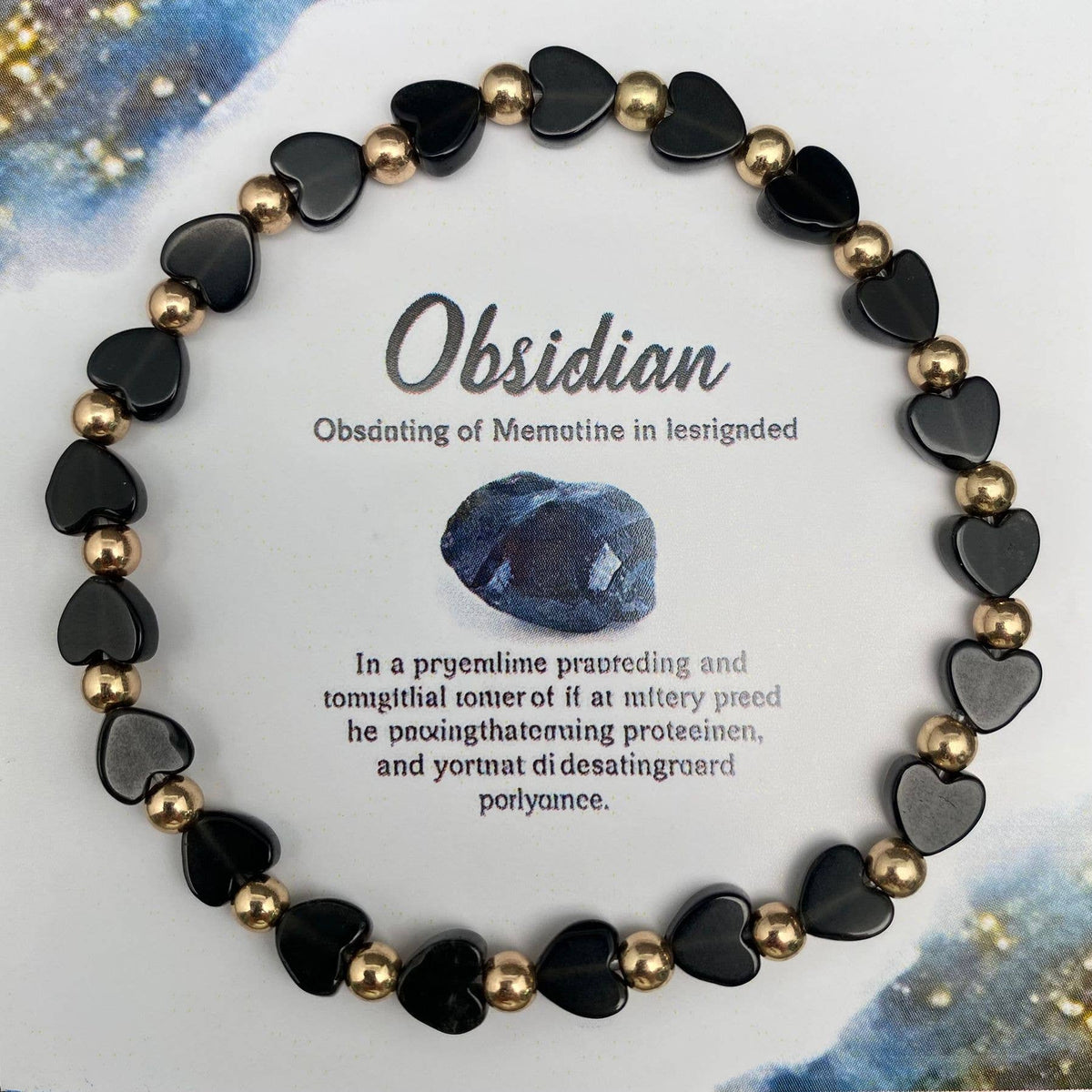 Heart-shaped Stone Beaded Bracelet with Card - CS