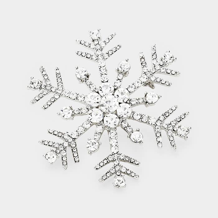 Crystal Pave Snowflake Pin Brooch / Pendant