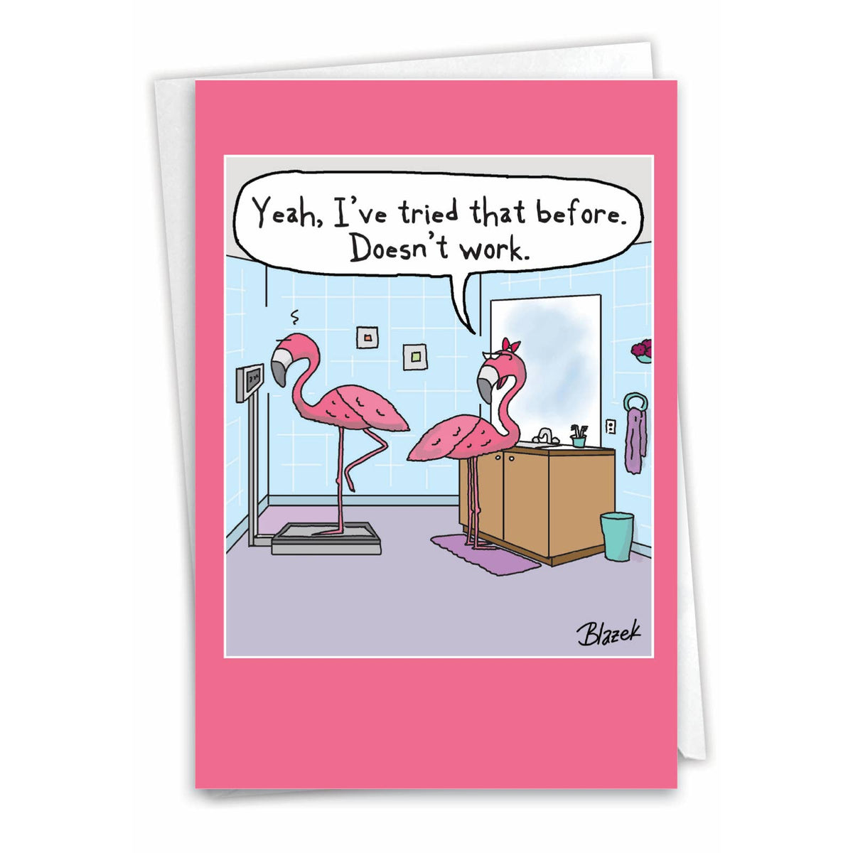 Flamingo Scale Funny Birthday Greeting Card