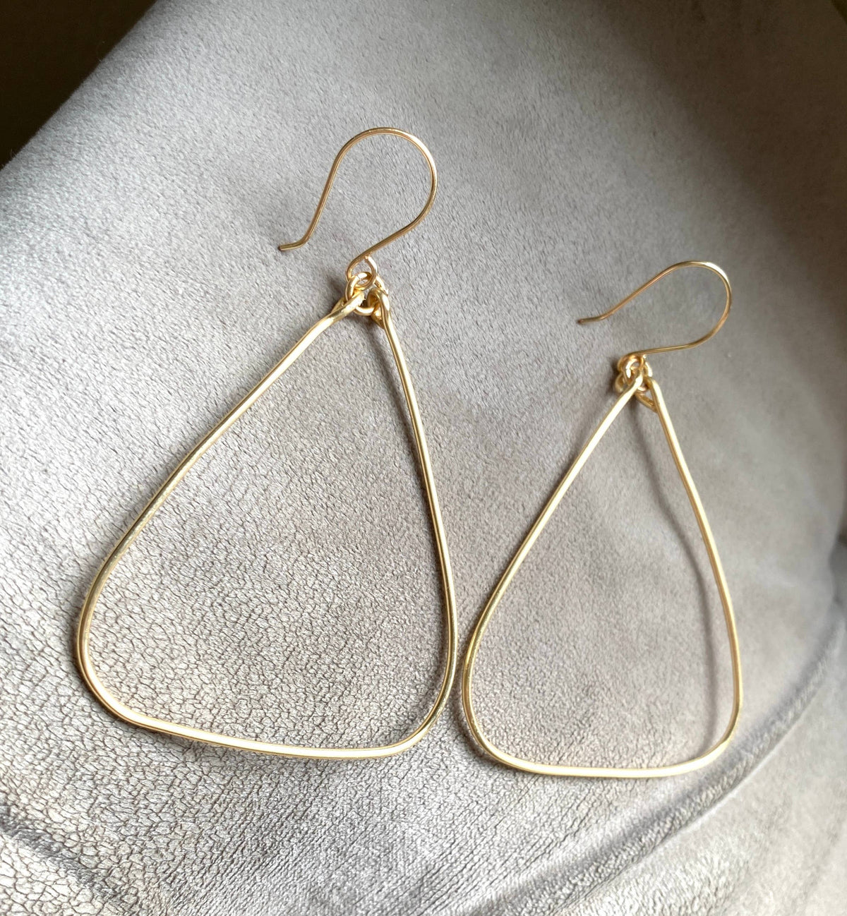 Hoop Triangle Earrings Handmade: Gold or Silver