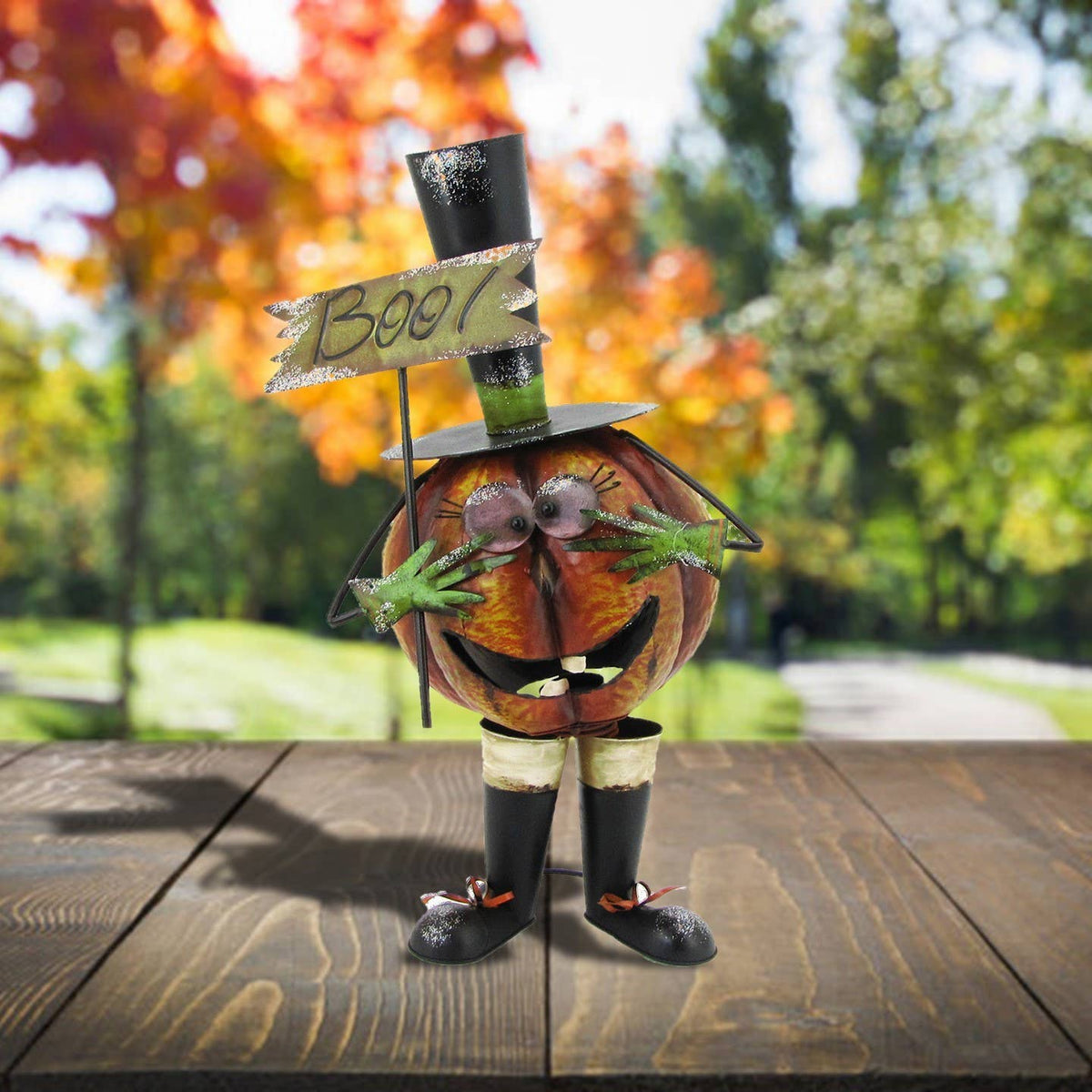 Top Hat Jack-O-Lantern Figurine "Boo"