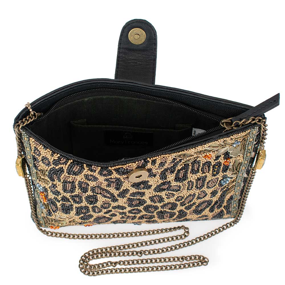 Untamed Beaded Animal Print Crossbody Handbag
