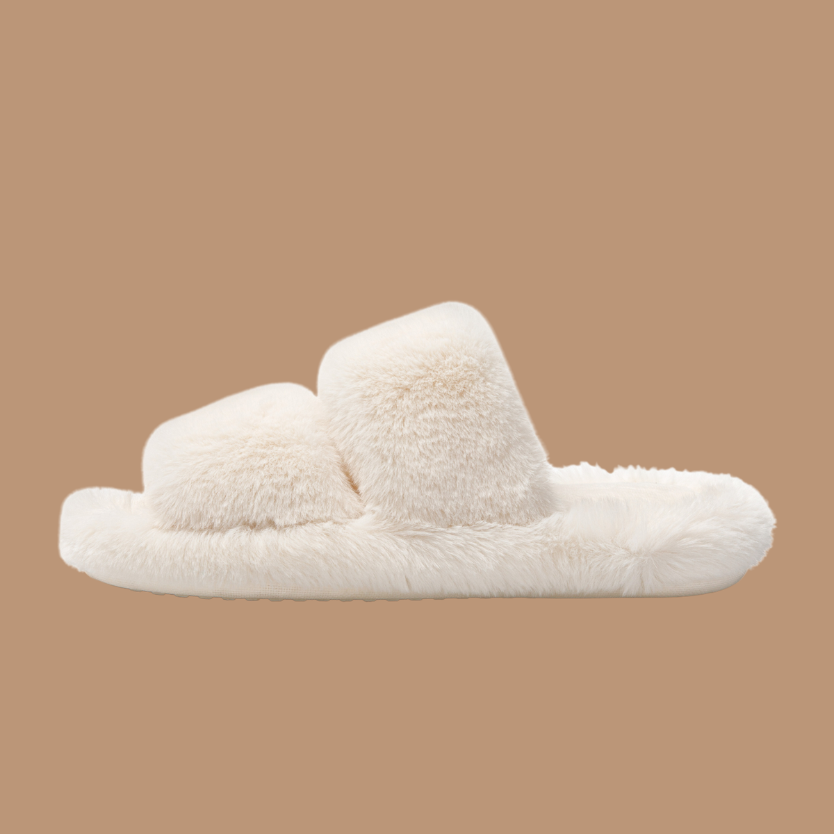 Fuzzy Double Cross Slippers for Women's Cozy House Shoes: Beige
