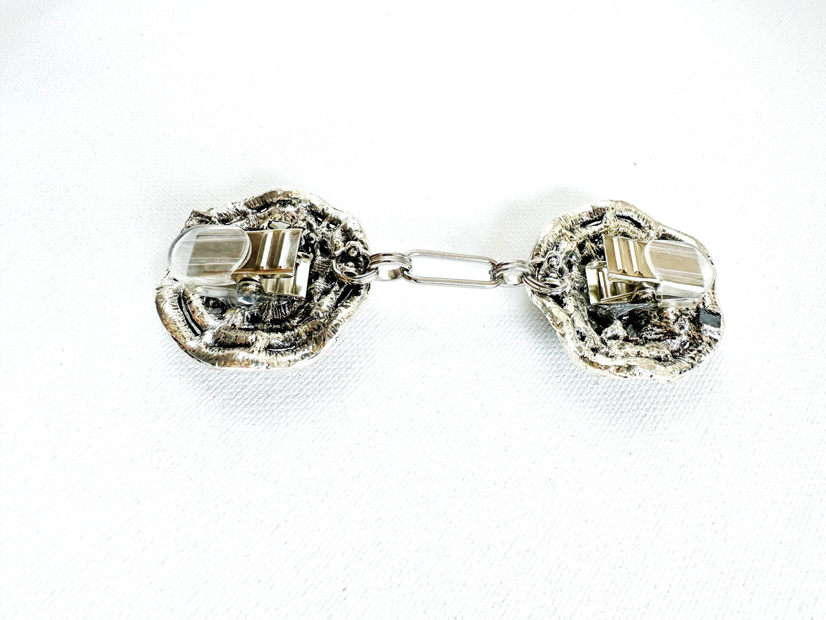 Bejeweled Silver Baroque Cinch Clip, Sweater Clasp KardiKlip