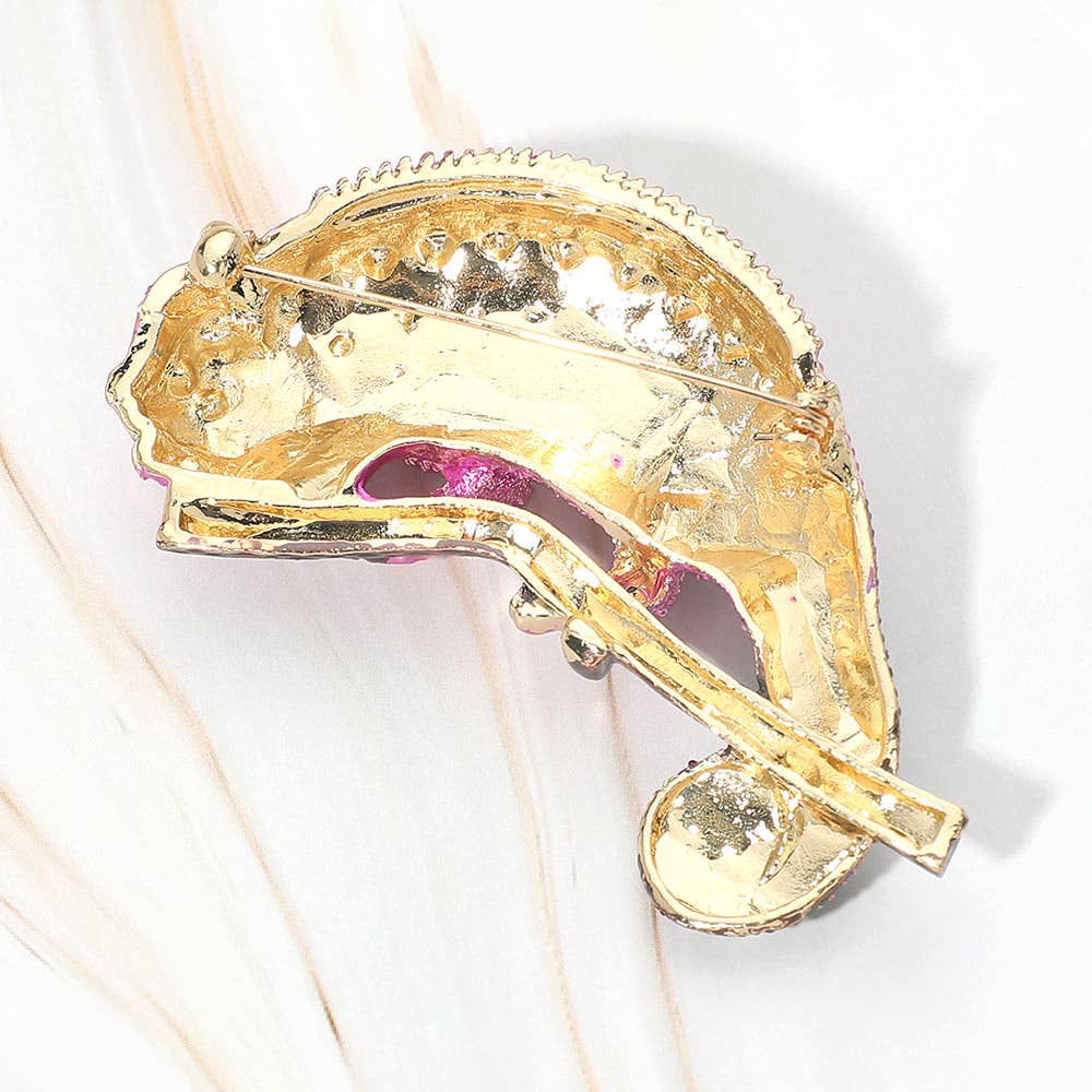 Rhinestone Embellished Chameleon Statement Pin Brooch