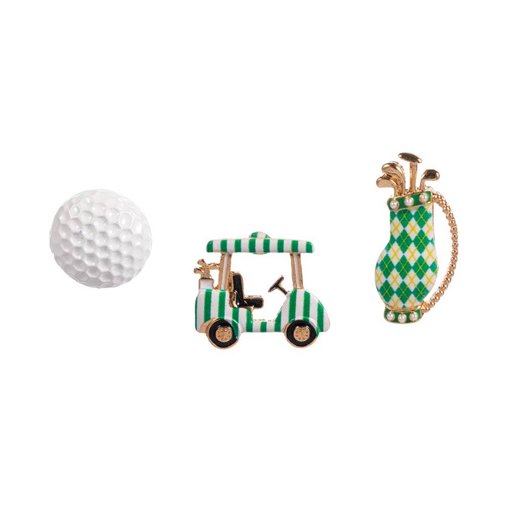 3PCS - Golf Ball Cart Bag Pin Brooch Set