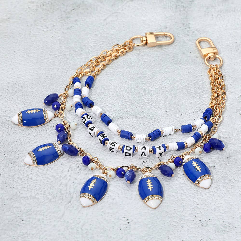Football Charm GAME DAY Heishi Beaded Layered Bag Charm
