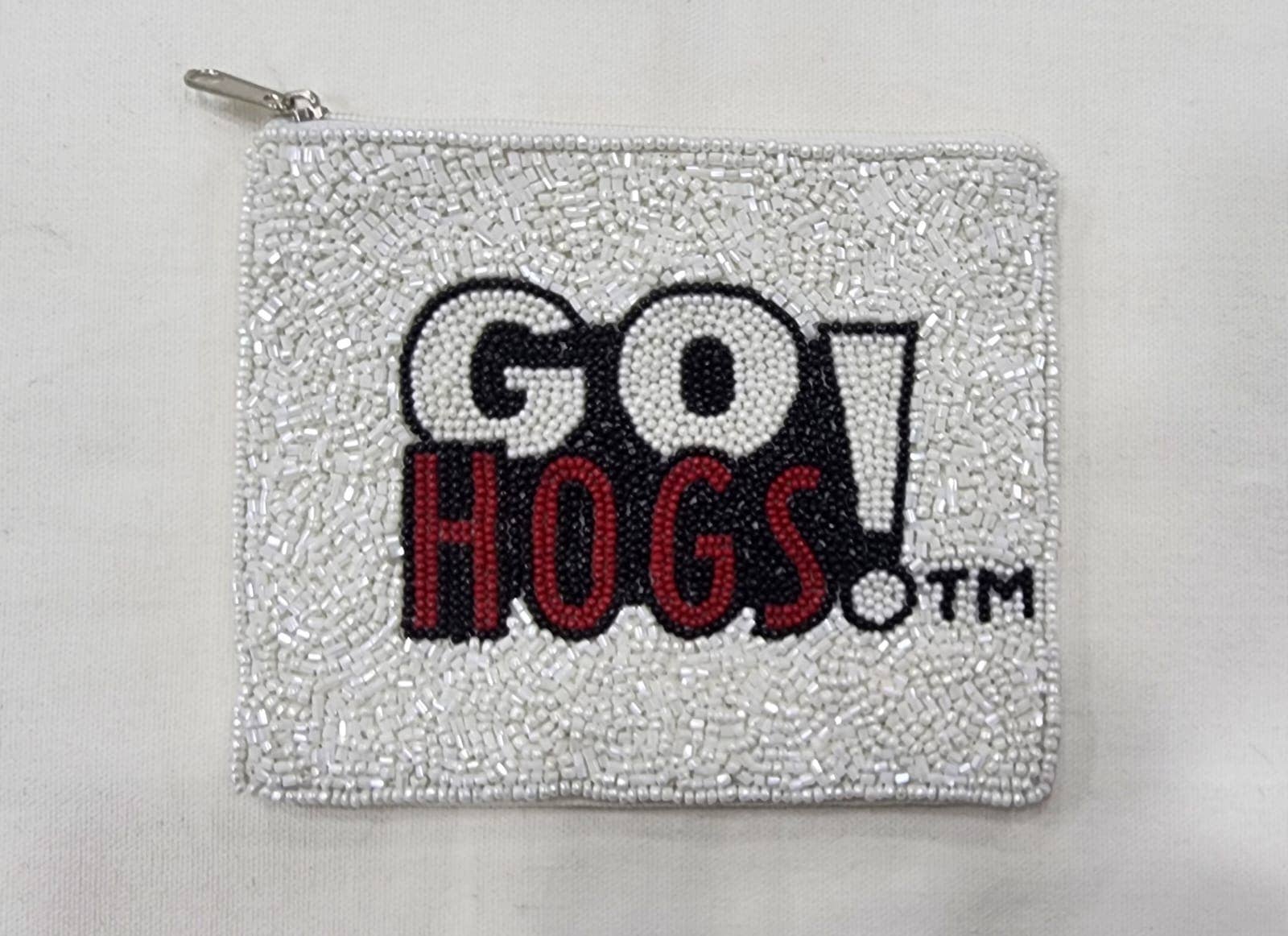 ARKANSAS GO HOGS BEADED POUCH