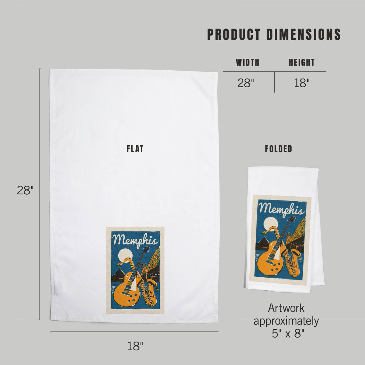 ORGANIC TEA TOWEL Memphis, Tennessee, Woodblock