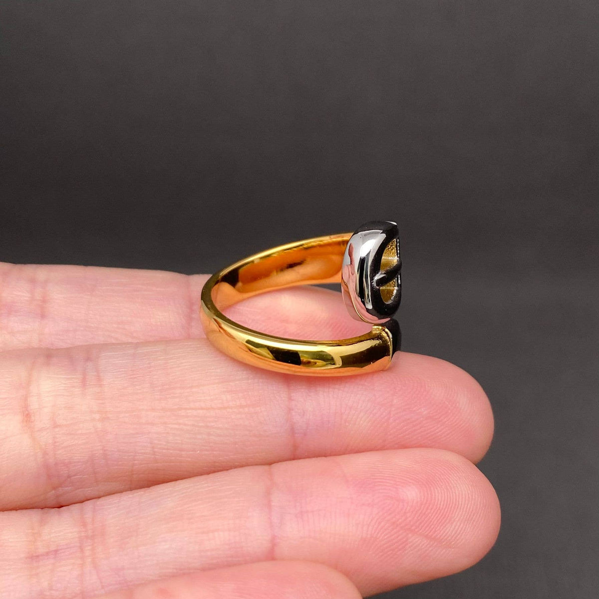 Two Tone Belt Design 18K Gold Plated S.Steel Ring - FGS