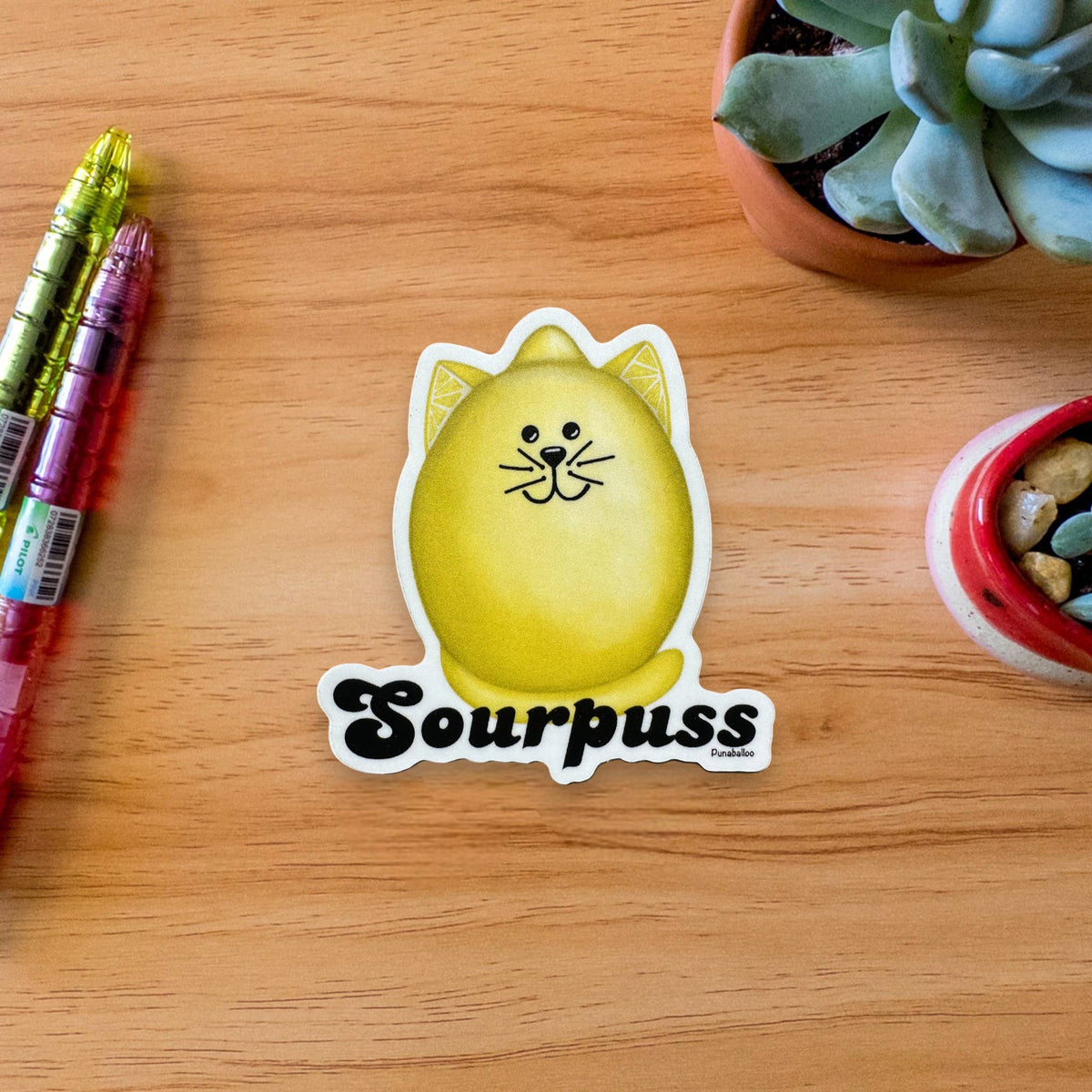 Sourpuss 3" Vinyl Cat &amp; Lemon Pun Sticker