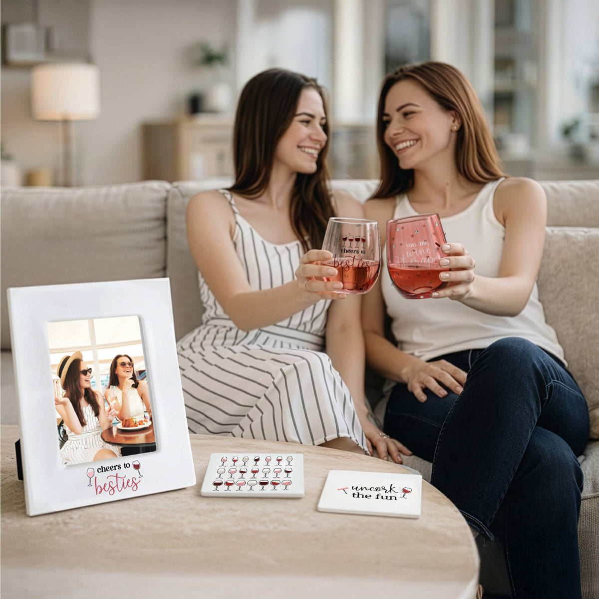 Besties - Gift Boxed 18 oz Stemless Wine Glass