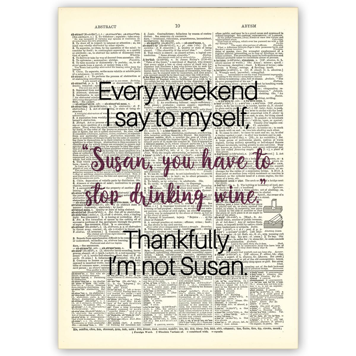 Art Print Dictionary Page | Every Weekend I Say