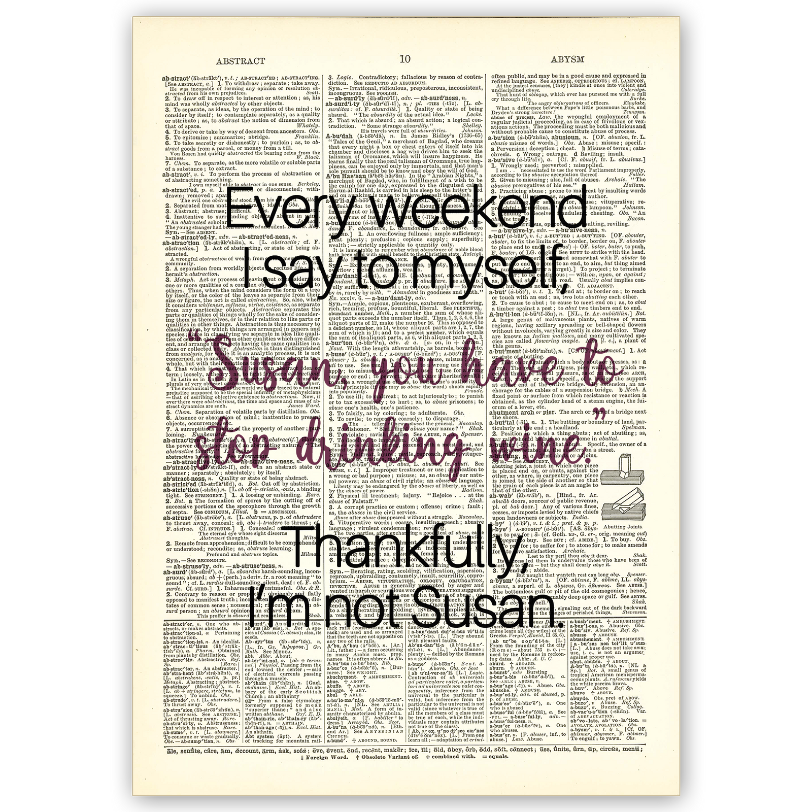 Art Print Dictionary Page | Every Weekend I Say