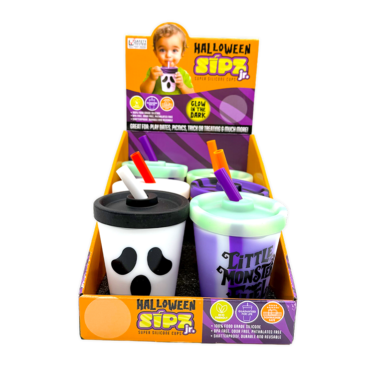 Halloween 8oz Silicone Kids Cup with Lid &amp; Straw