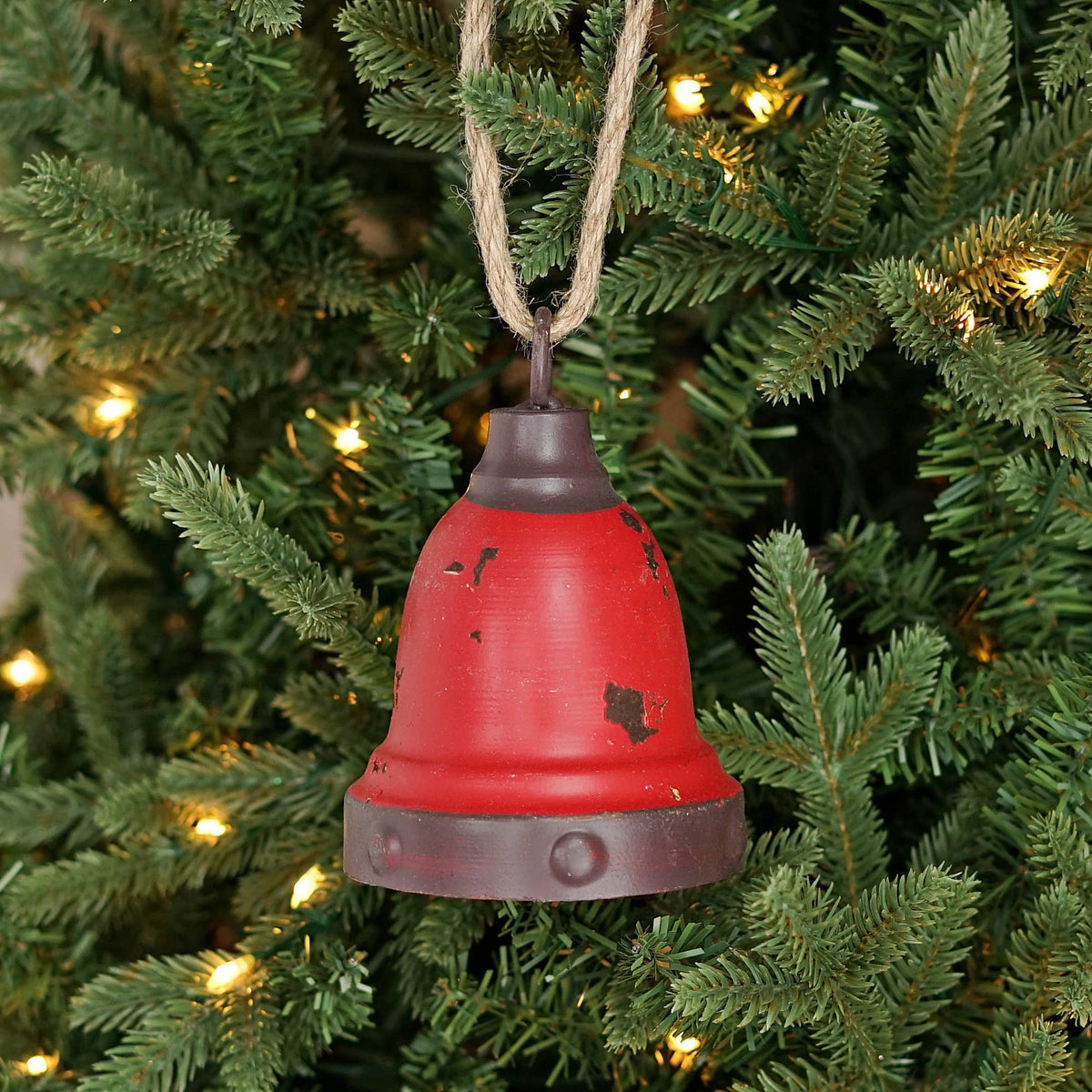 4X5.5in Distressed Jingle Bell Ornament-Red