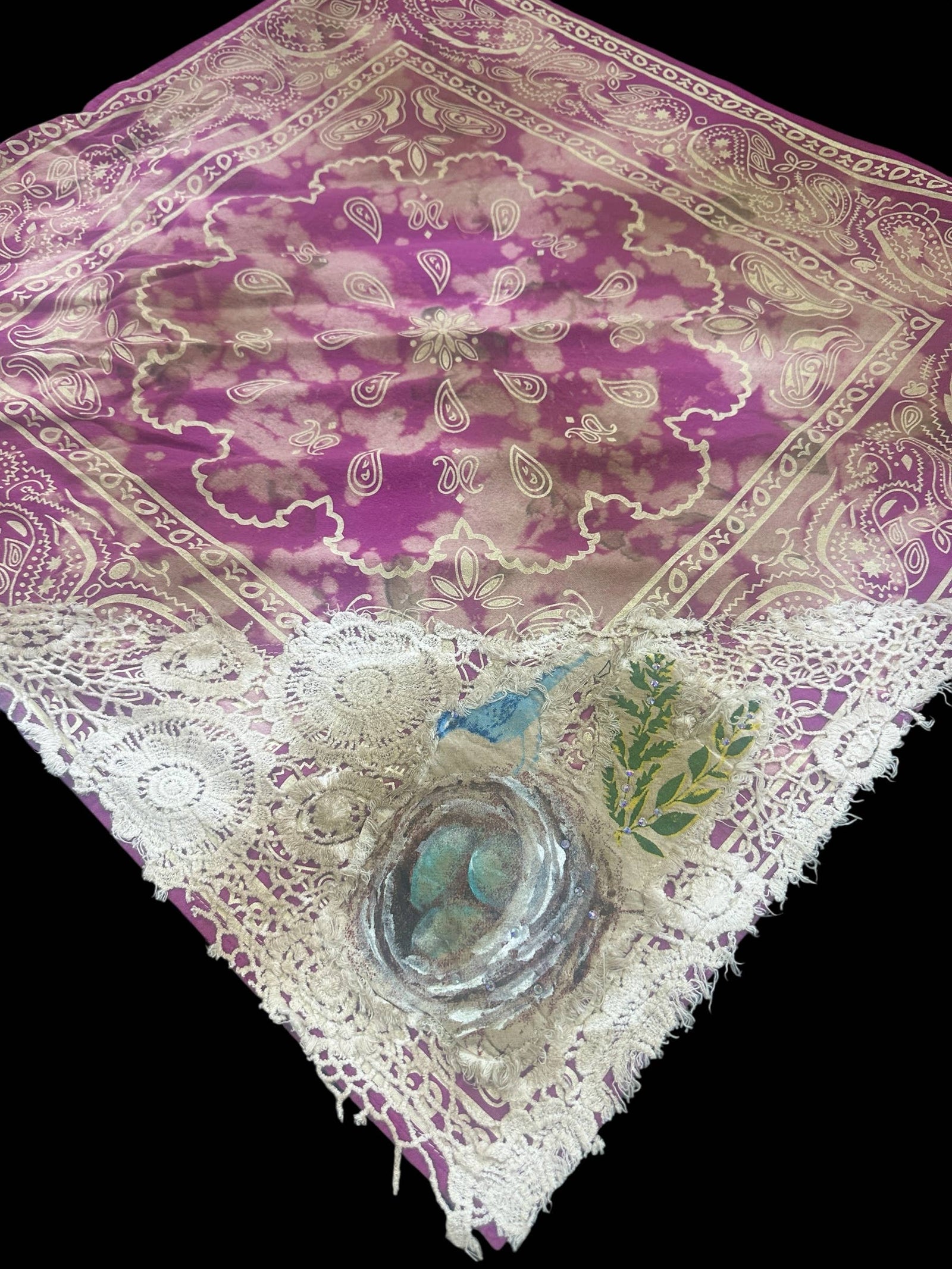 Magenta Hand Painted Nesting Bandana