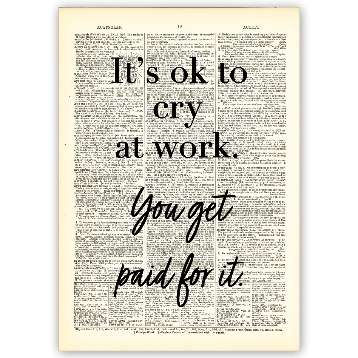 Art Print Dictionary Page | It's Ok To Cry