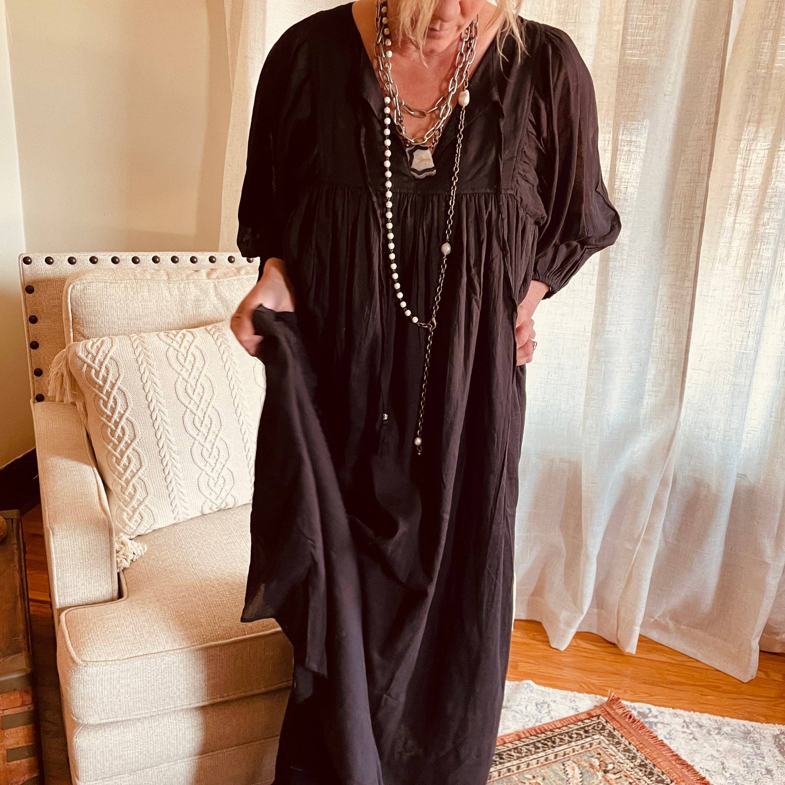 Onyx Breeze Cotton Maxi Dress