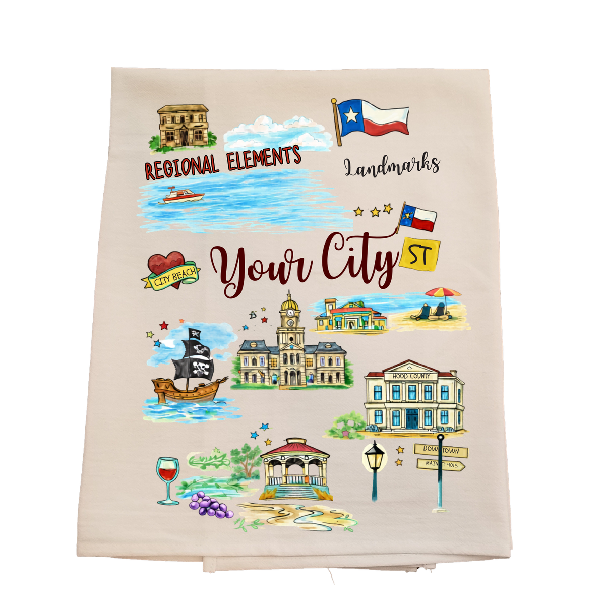 Custom City Tea Towel