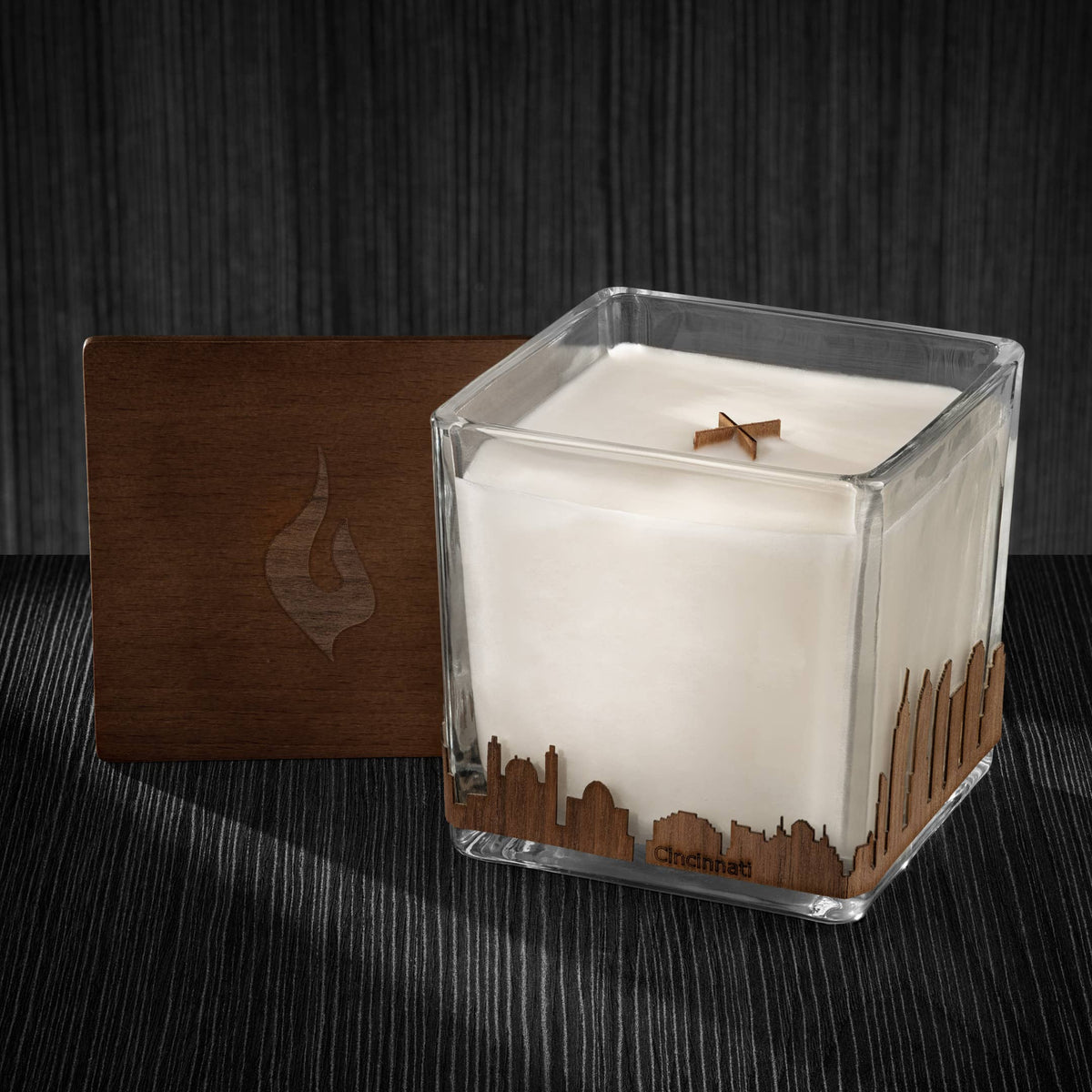 Wood Wrapped City Skyline Candle 4x4x4: Memphis Tennessee