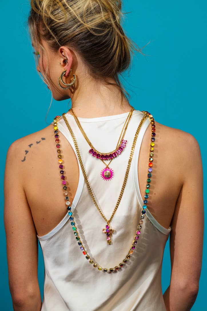 Cross Necklaces in ombre: Pink