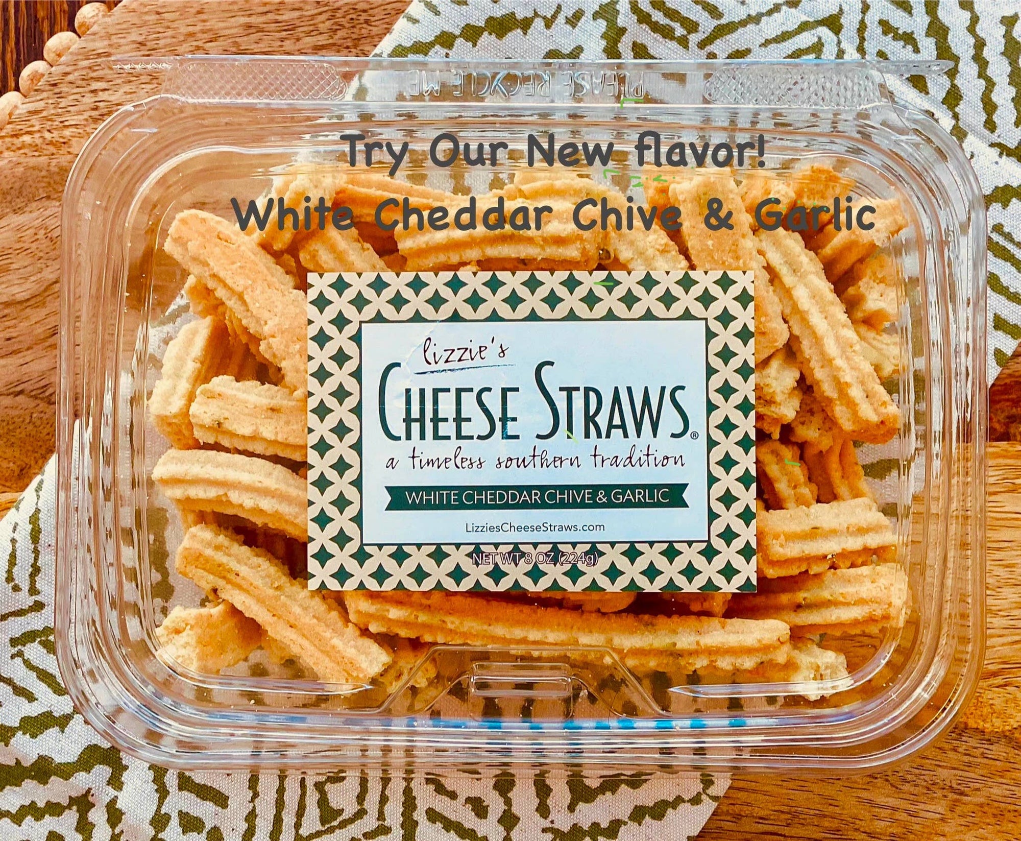 16 0Z. White Cheddar Chive & Garlic Cheese Straws  (WONDERFUL)