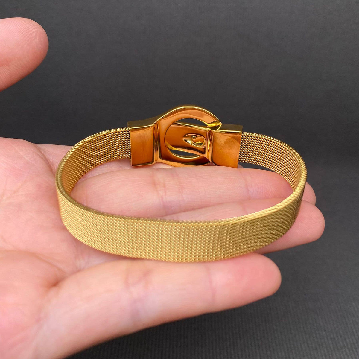 Belt Design 18K Gold Plated Stainless Steel Bracelet - FGS