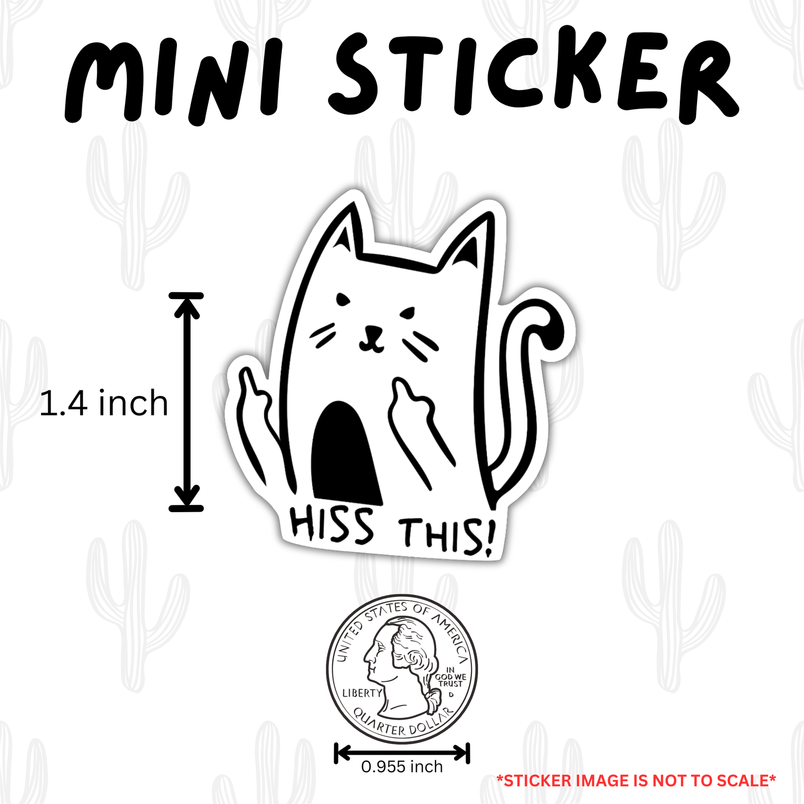 MINI Funny Cat Sticker, Angry Cat Decal, Animal Sticker