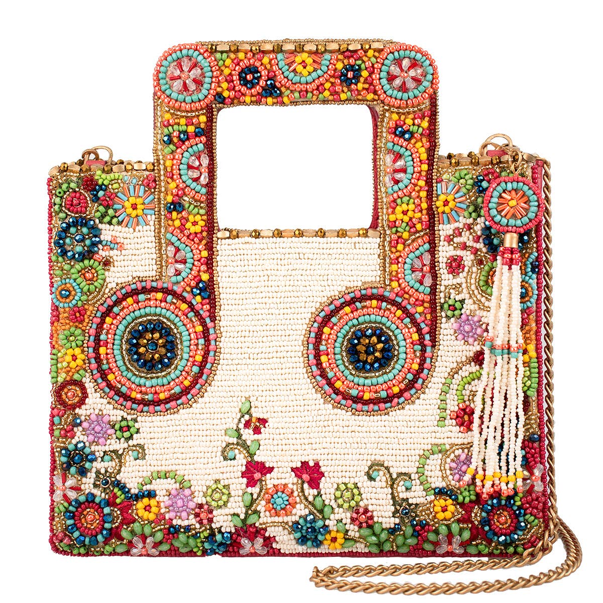 Play With Me Beaded Music Note Top Handle Multi Color Bag