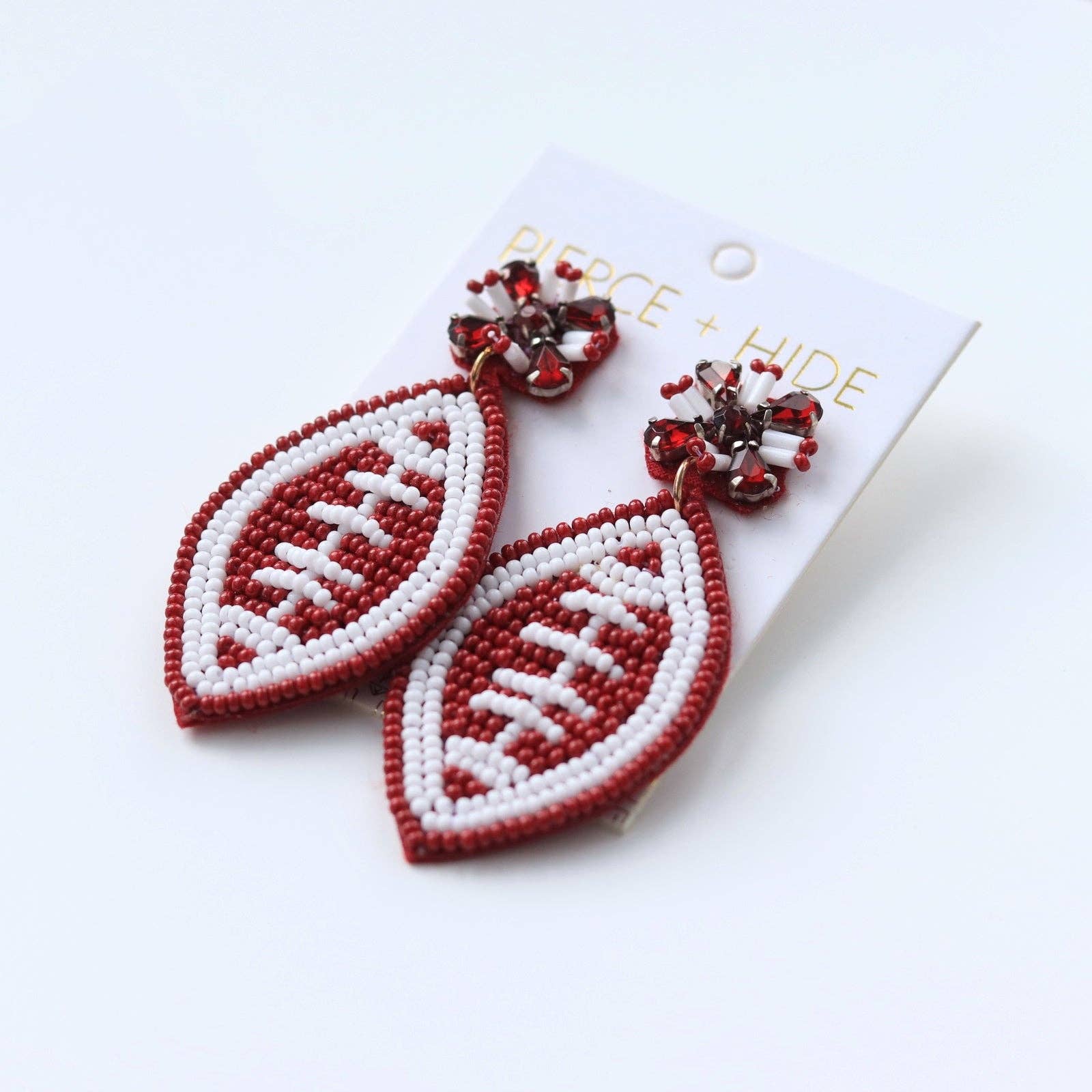 Custom Beaded Maroon Football Earrings| GAME DAY EARRINGS