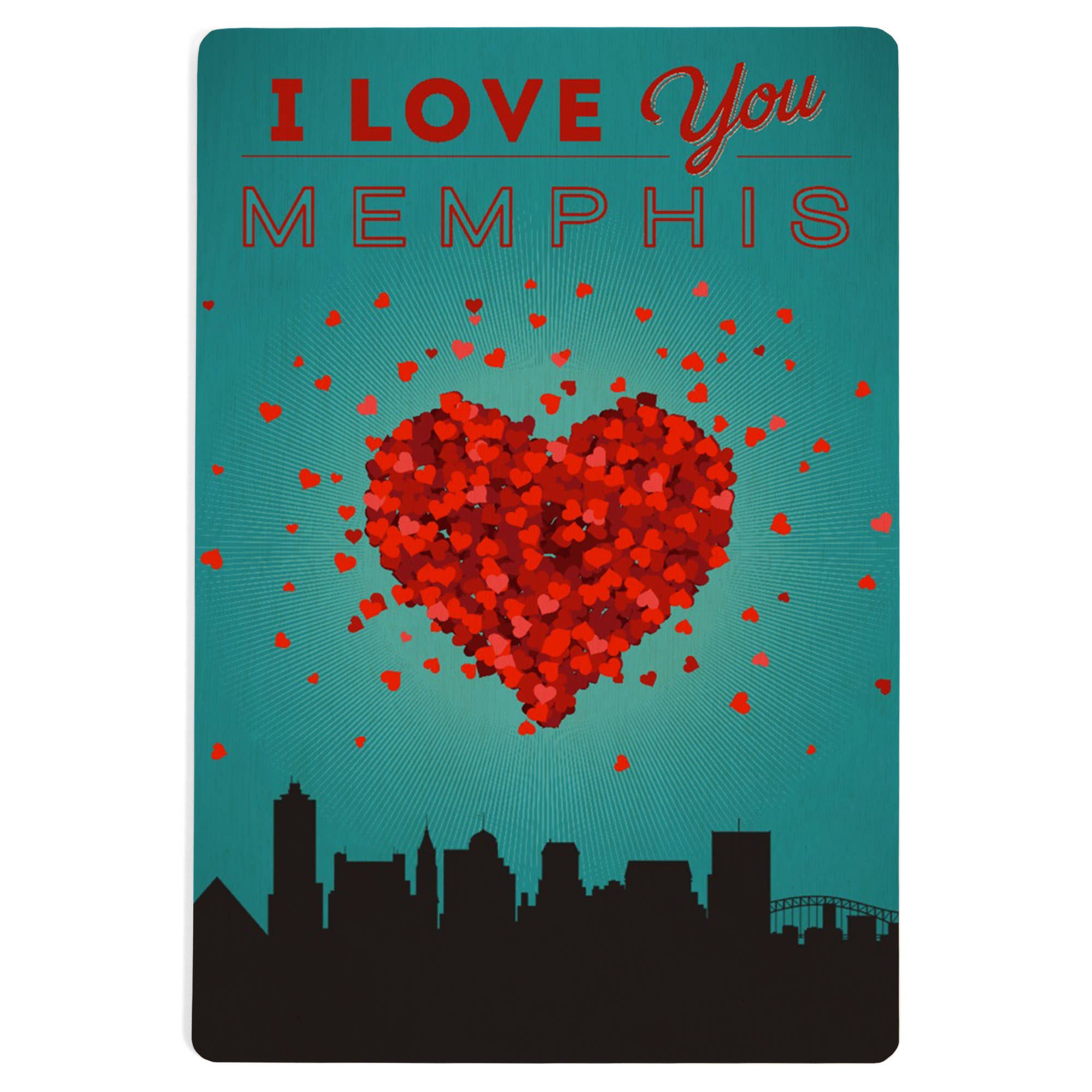 WOOD POSTCARD I Love You Memphis, Tennessee