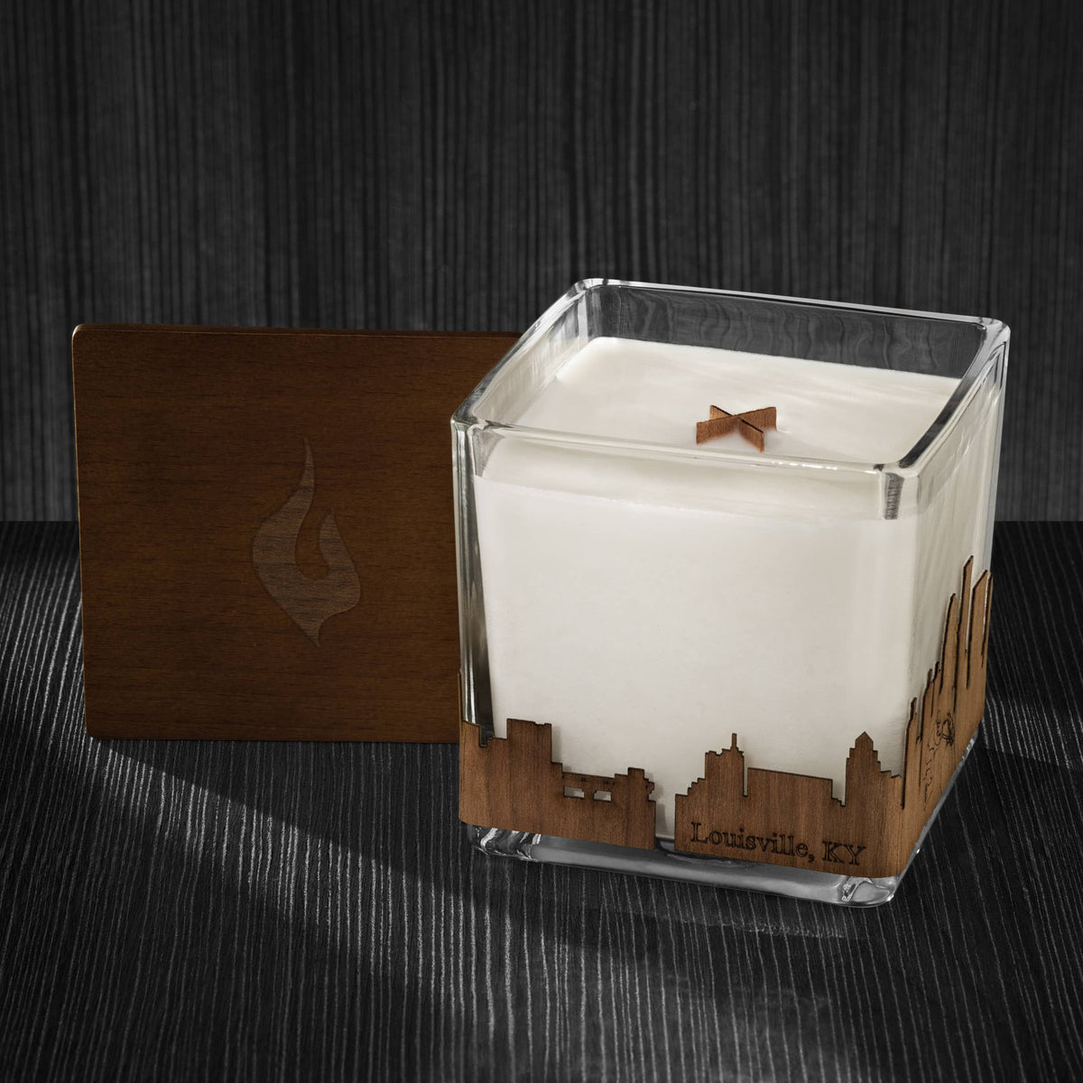 Wood Wrapped City Skyline Candle 4x4x4: Memphis Tennessee