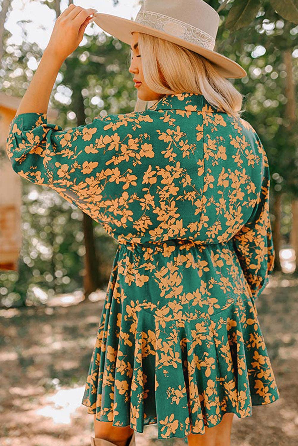 Kodi Floral Short Dress: Green