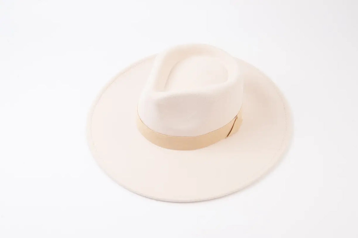 Vegan Felt Rancher hat with triangle bow trim: (3 Color Options)