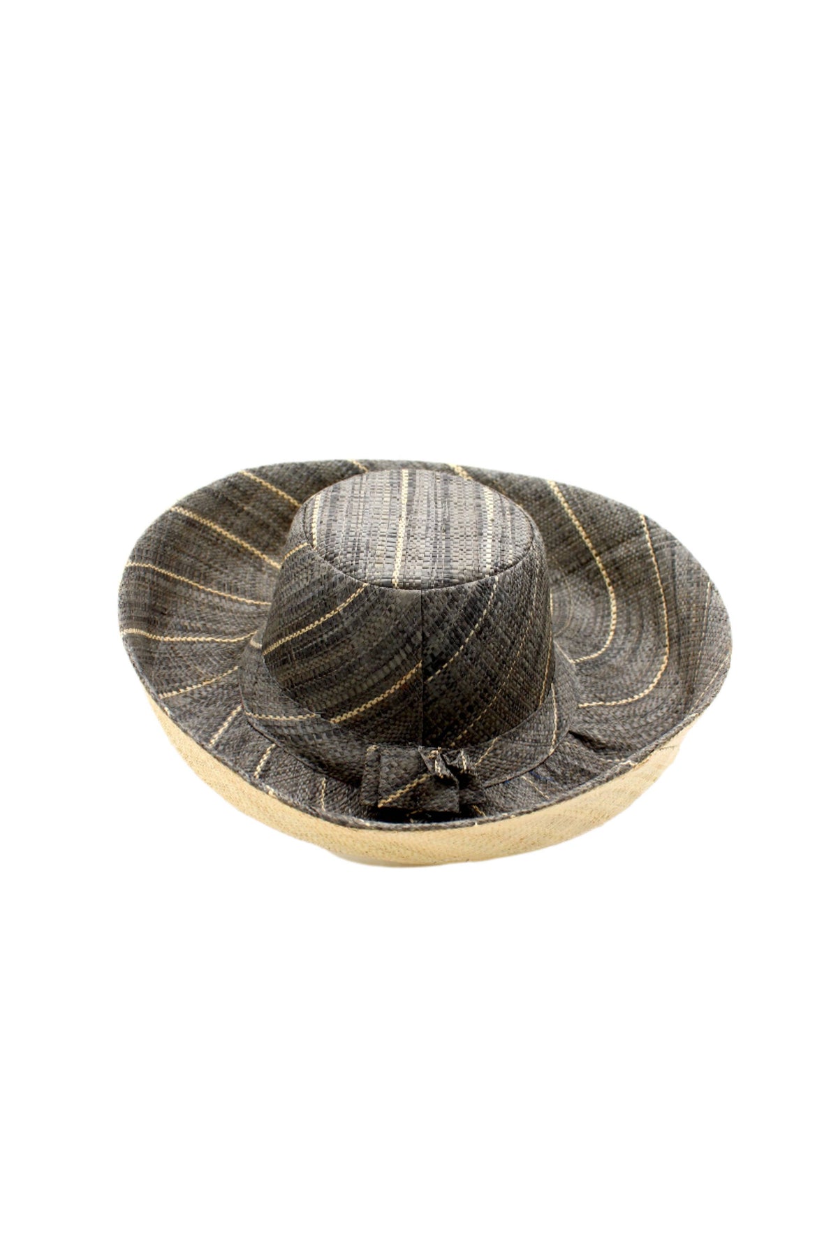 Monica  7" Wide Brim Two Tone Packable Straw Sun Hats