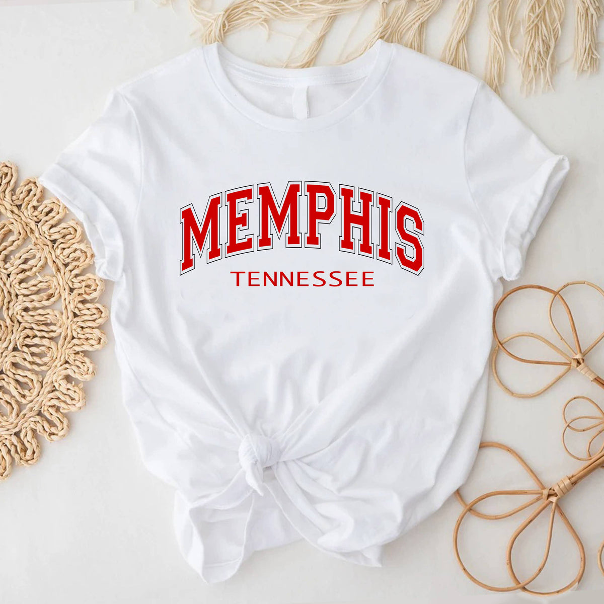 "Memphis Tennessee" Travel Typography Women's Jersey Tee