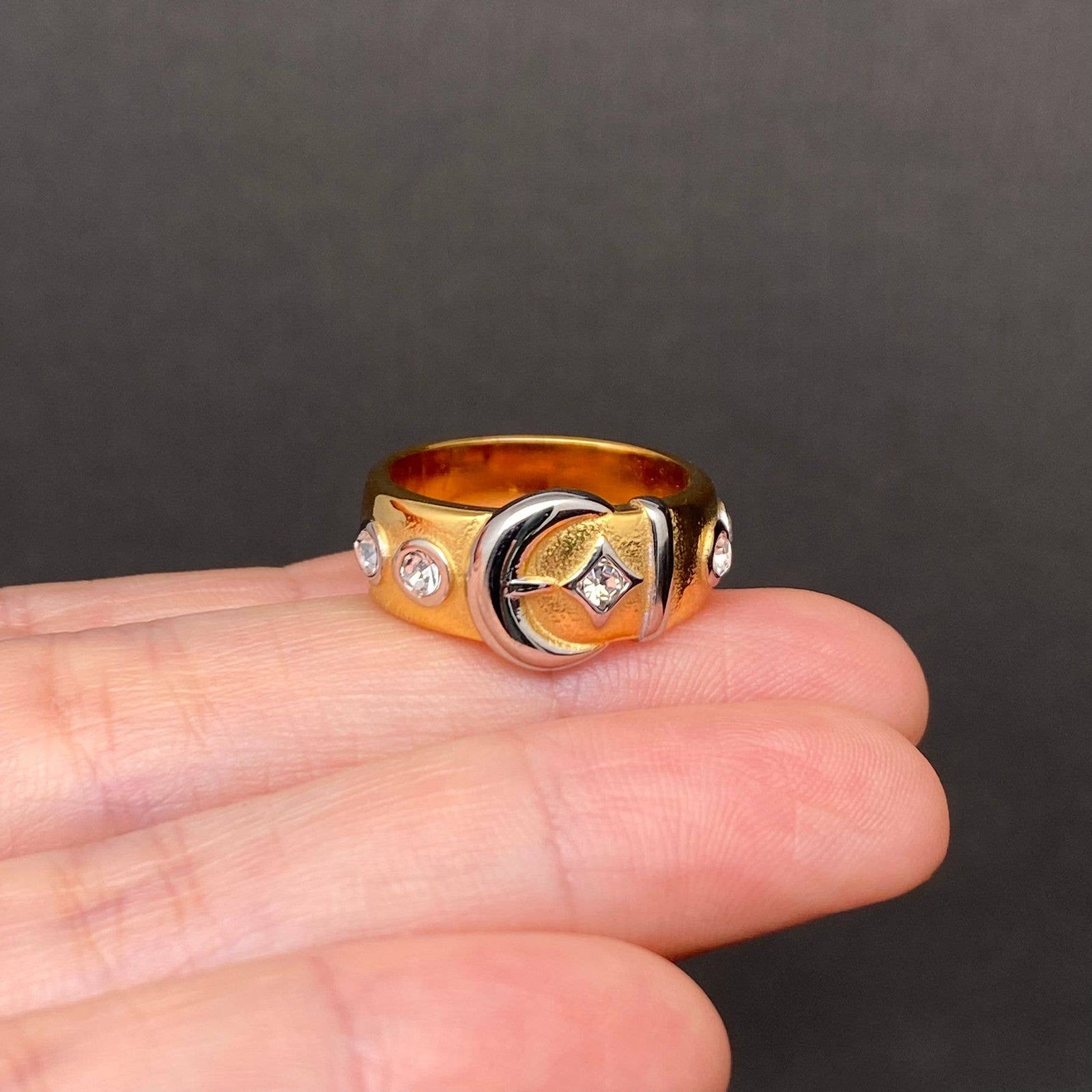 Belt Design 18K Gold Plated Stainless Steel Ring - FGS