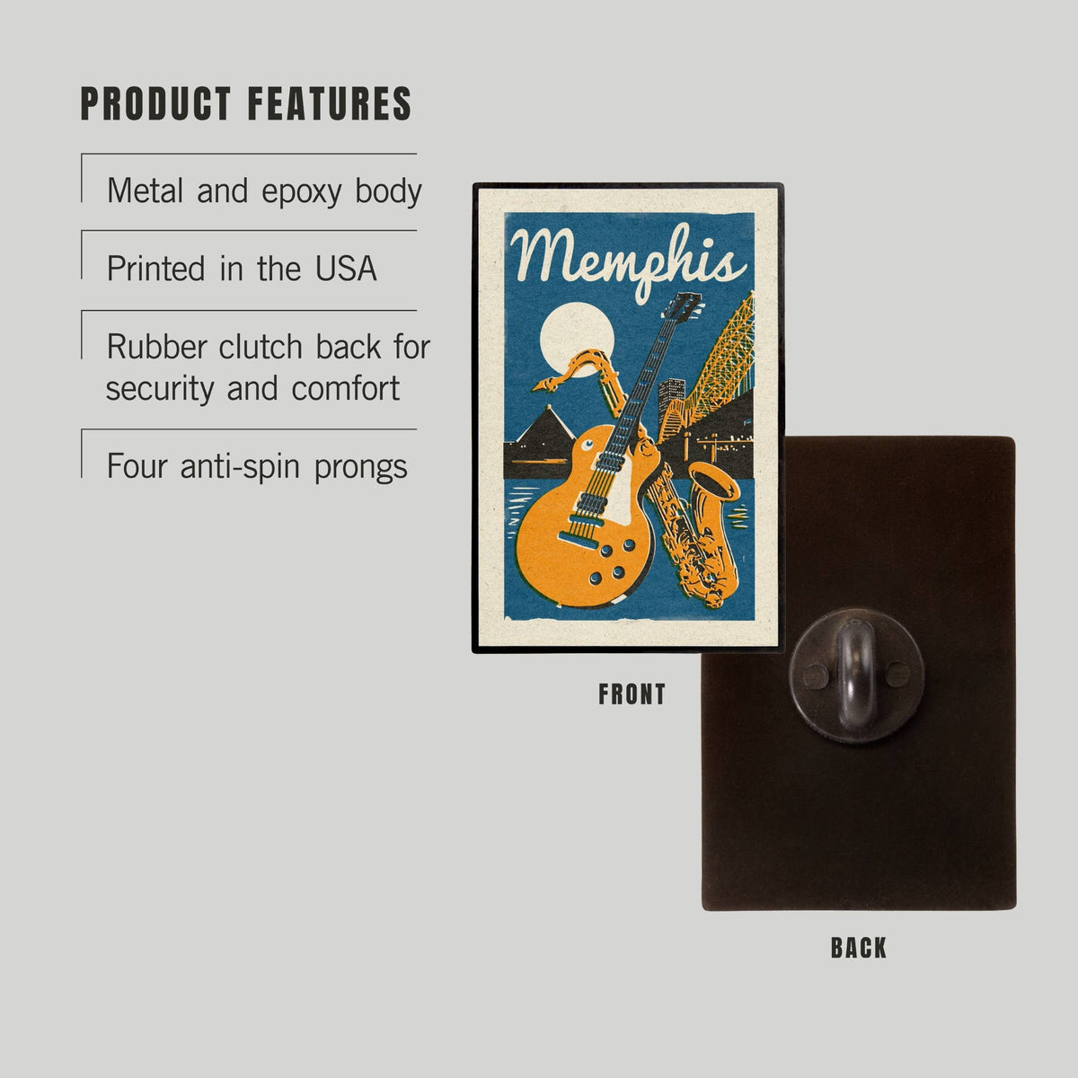 Woodblock, Memphis, Tn, Lapel Pin