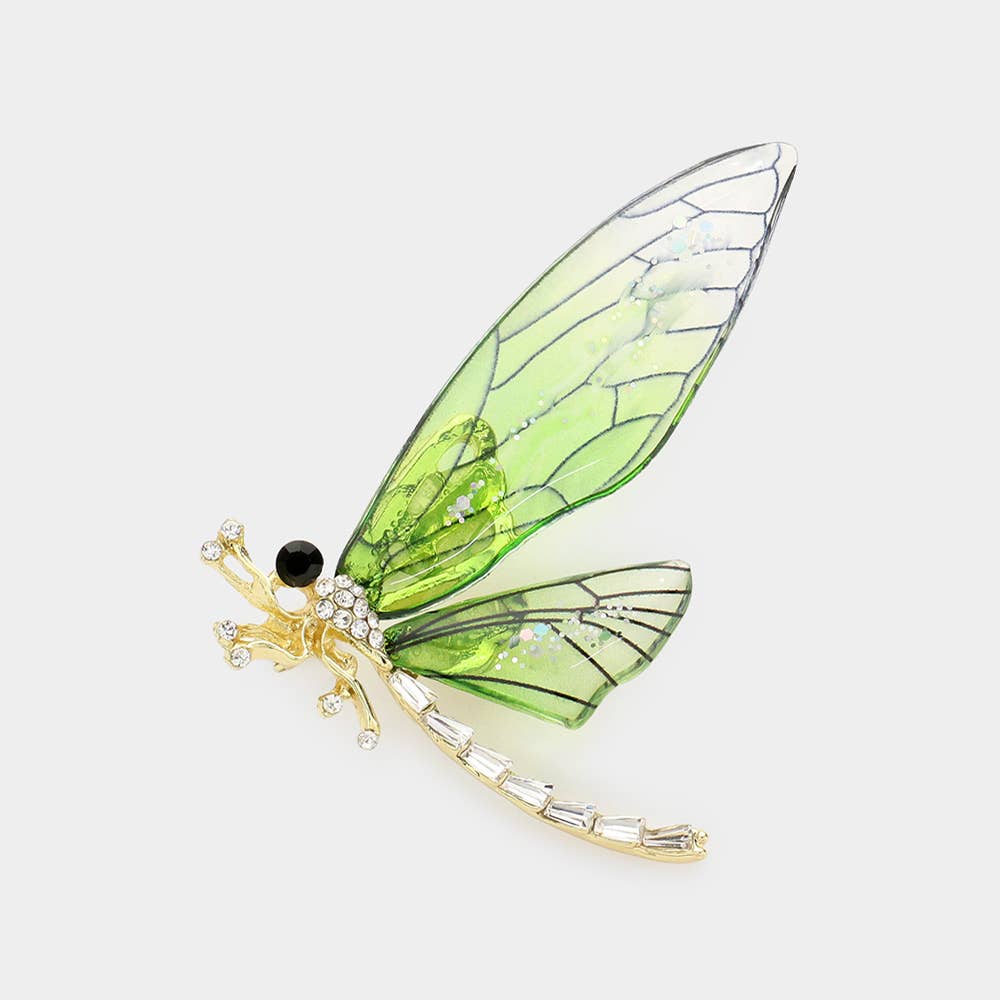 Rhinestone Embellished Dragonfly Pin Brooch