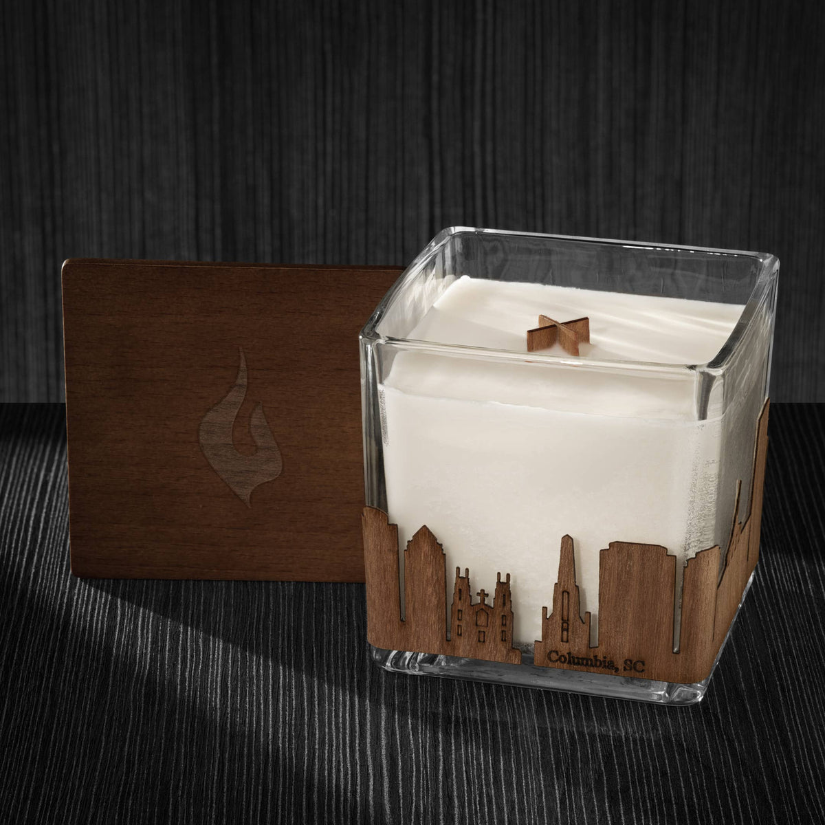 Wood Wrapped City Skyline Candle 4x4x4: Memphis Tennessee