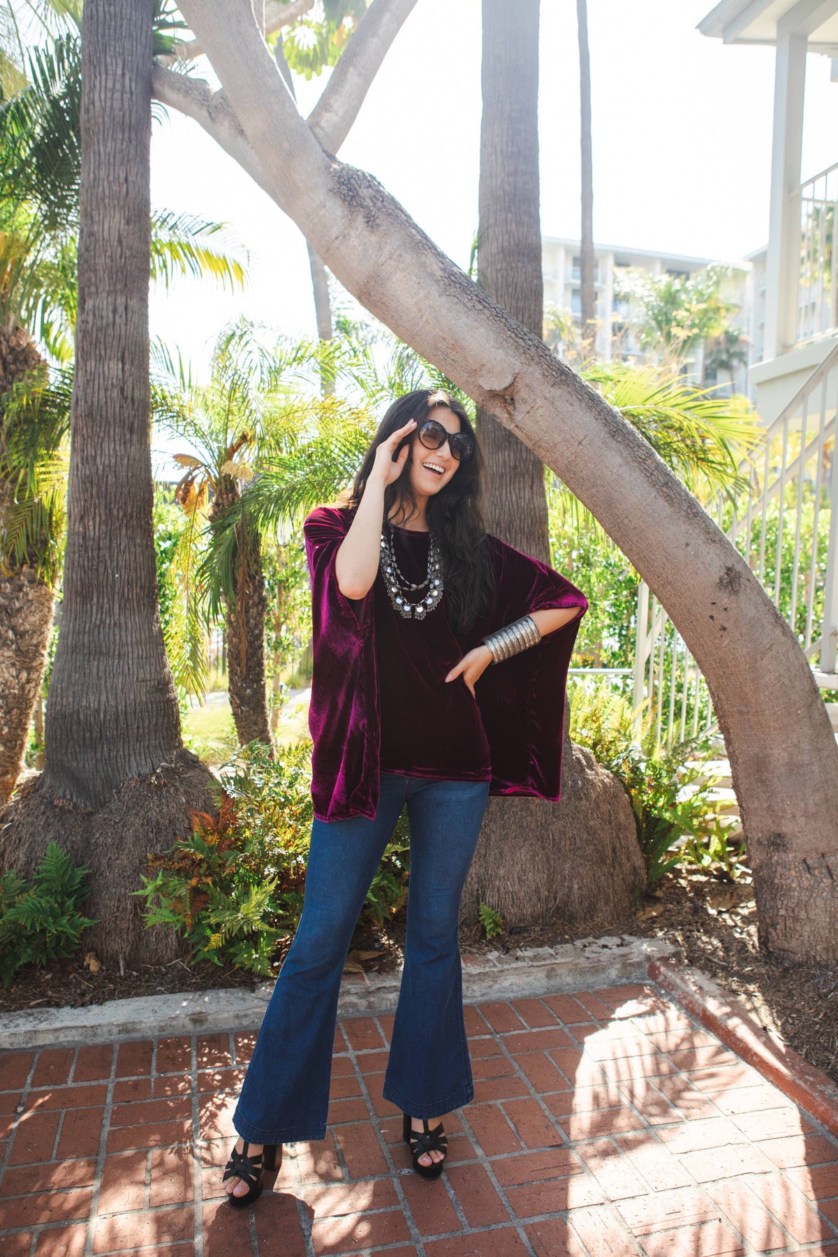 Plumberry Silk Velvet Scarf Top