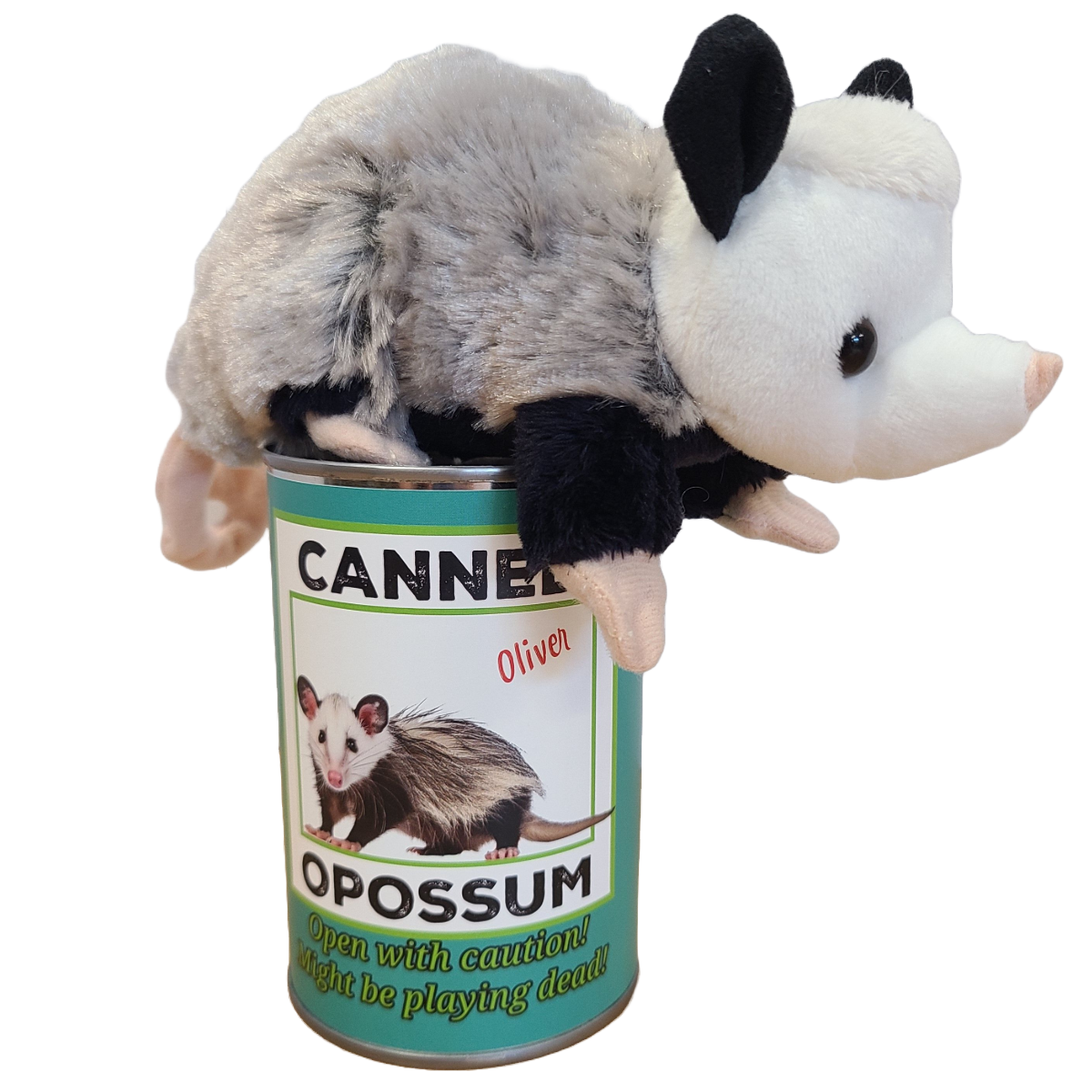 Oliver the Canned Opossum | Stuffed Animal Plush w/Jokes: Pop Top Lid