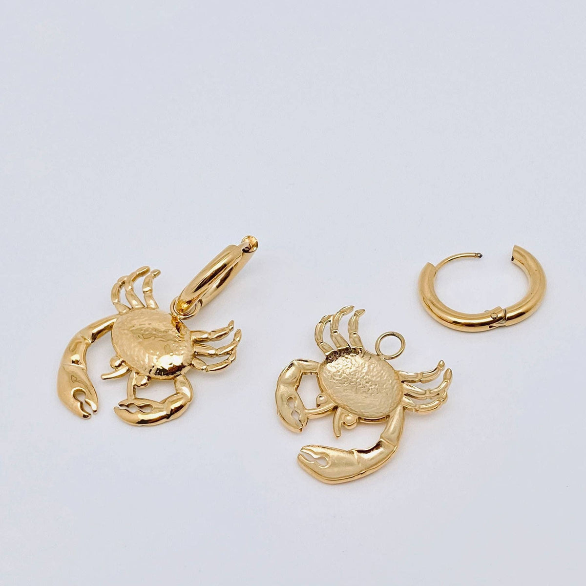 Crab 18k Gold Plated Stainless Steel Huggie Earrings